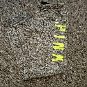 PINK Grey Space-Dye Joggers with Black Waistband